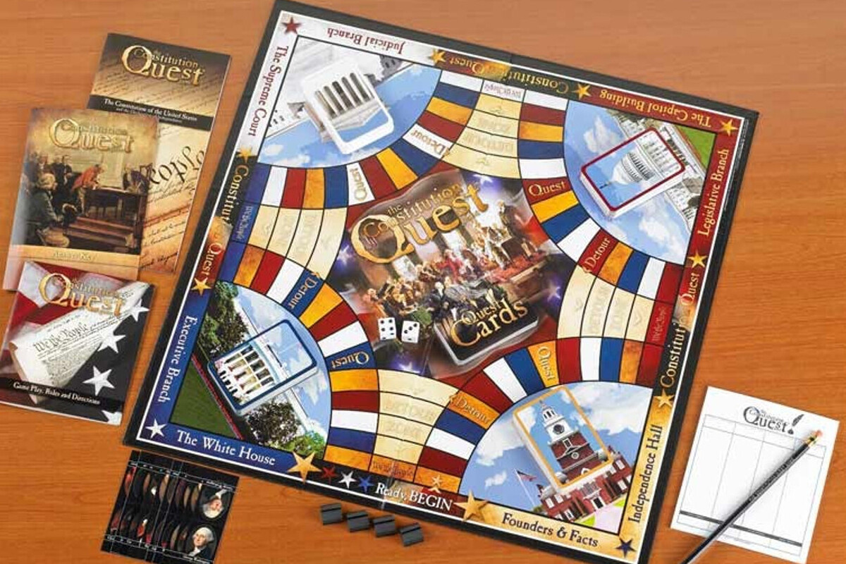 Salah satu rekomendasi permainan papan politik tentang kewarganegaraan dan pemerintahan yang bisa Anda coba mainkan adalah Constitution Quest Game.