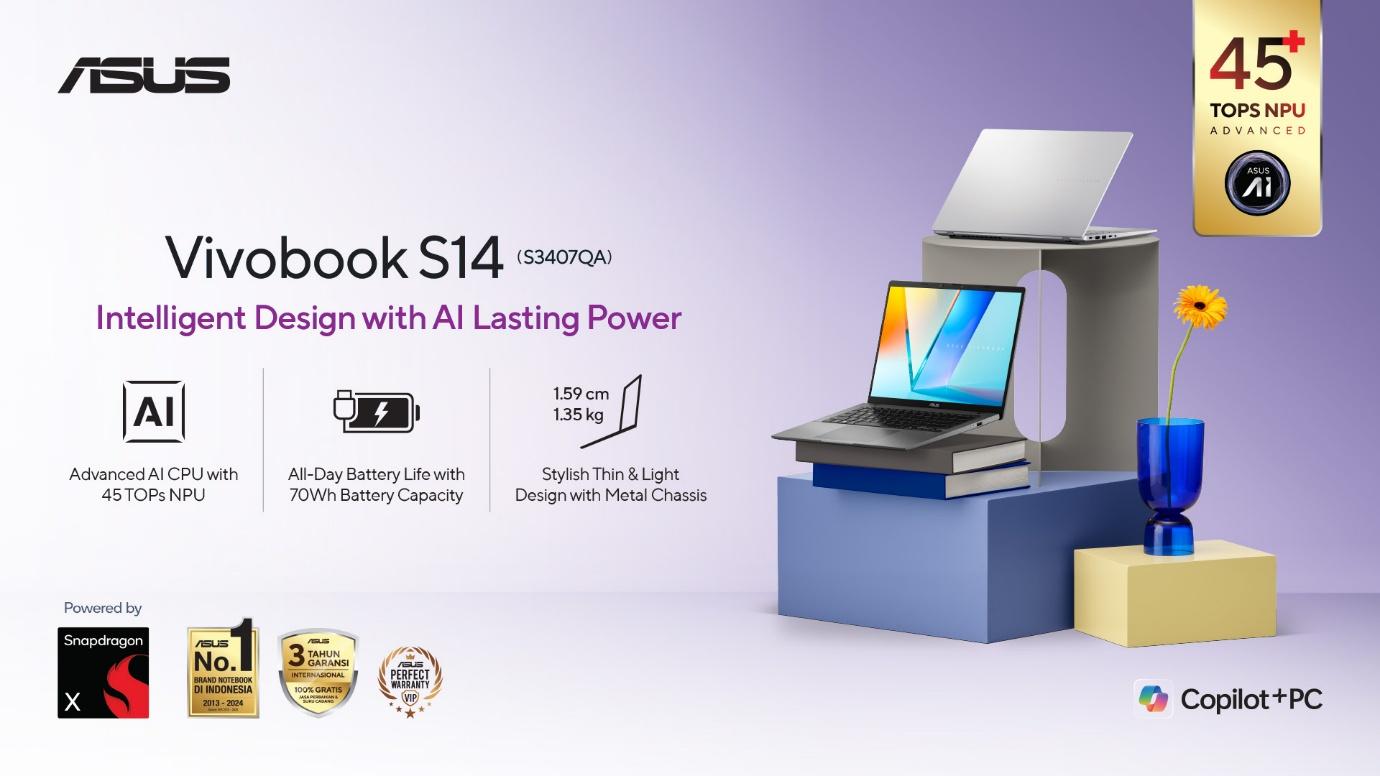ASUS Vivobook S14 (S3407QA). Rekomendasi Laptop Untuk Kerja, Baterai Awet