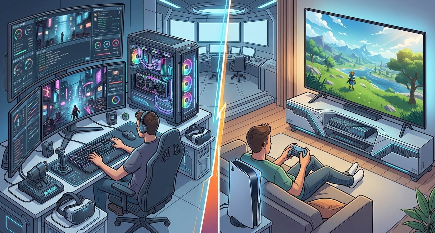 PC Gaming vs Konsol / AI Generate
